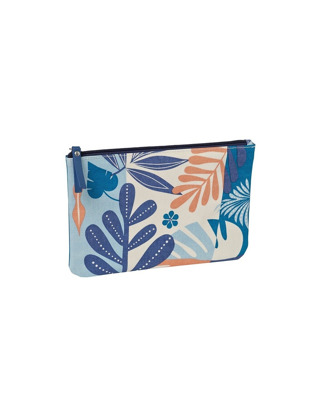 Pochette zippée enduite Tropic corail