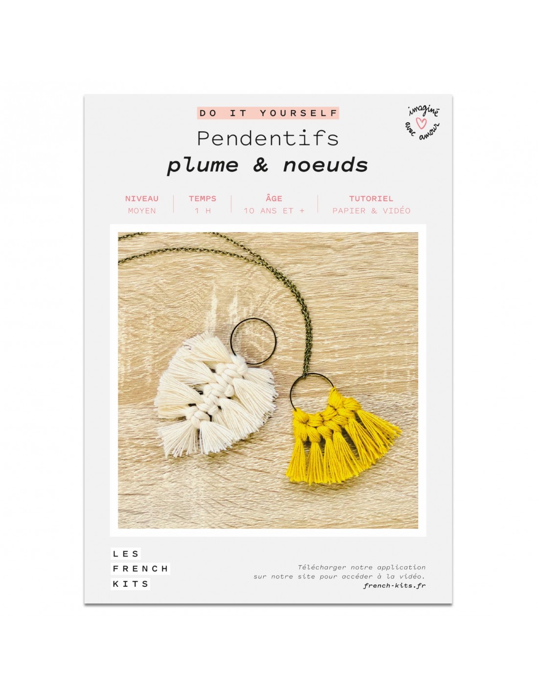 Kit macramé Pendentif plume et noeuds