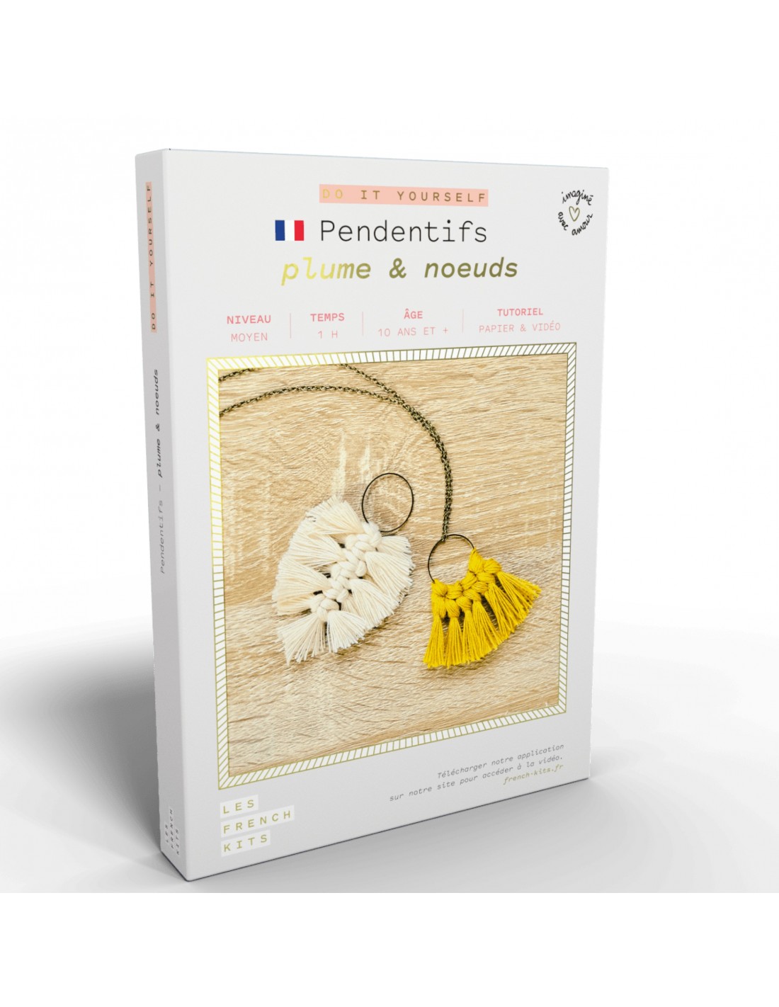 Kit macramé Pendentif plume et noeuds