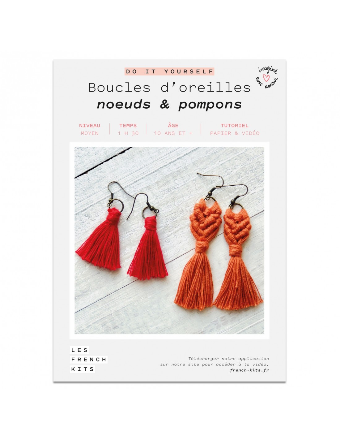 Kit macramé boucles d'oreilles noeuds...