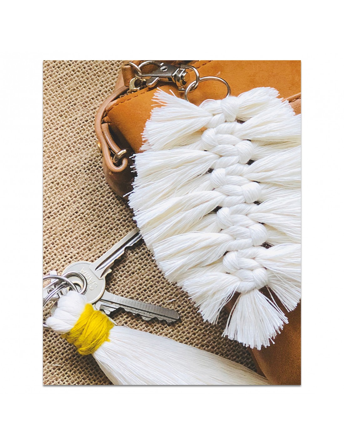 Kit macramé porte-clés plume et pompon