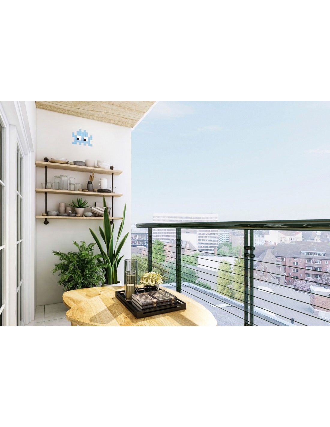 Mosaïque outdoor Invaders bleu