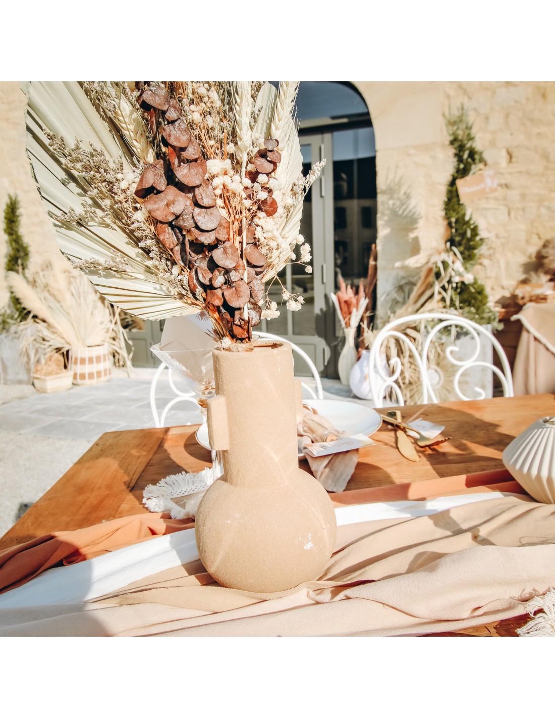 Vase Gaïa en grès camel - 19,50cm